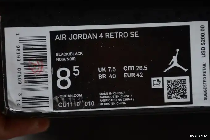 Bmlin CU1110-010 Black Jordan Air 4 (2020) Cat 0520